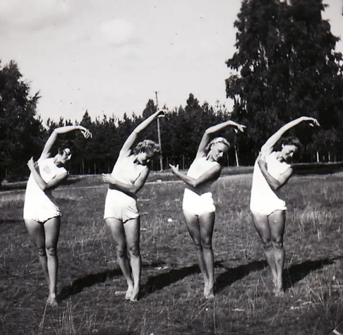 Framed Print : Four female gymnasts in row Framed Print : Four female gymnasts in row