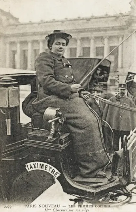Framed Print : Female Horse Taxi Driver - Paris Framed Print : Female Horse Taxi Driver - Paris