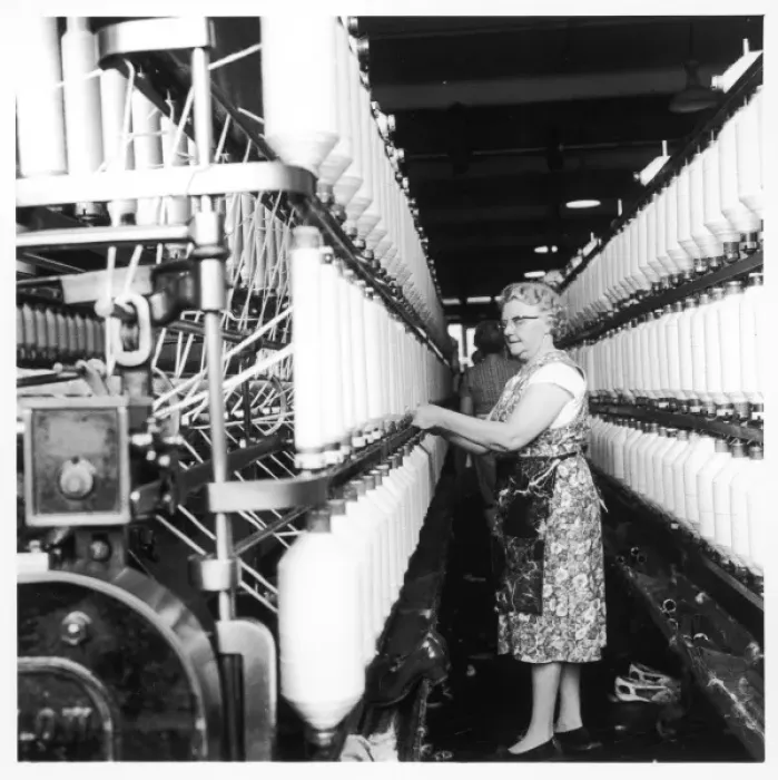 Framed Print : Female operator, Howe Bridge, Lancashire Framed Print : Female operator, Howe Bridge, Lancashire