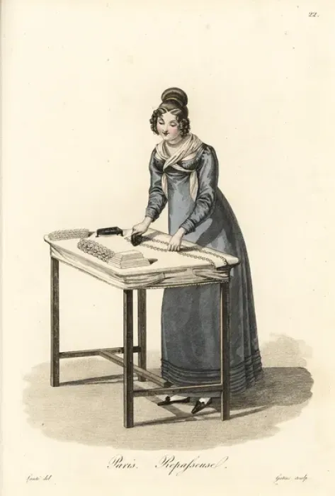 Framed Print : Female presser, Paris, early 19th century Framed Print : Female presser, Paris, early 19th century