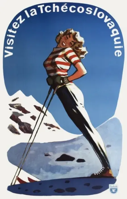Framed Print : Female Skier - Czechoslovakia Framed Print : Female Skier - Czechoslovakia