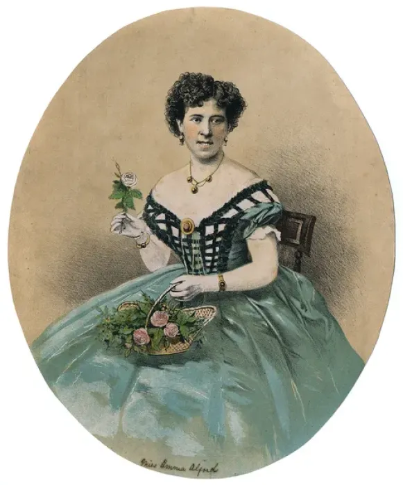 Framed Print : Female Type  /  Roses 1860S