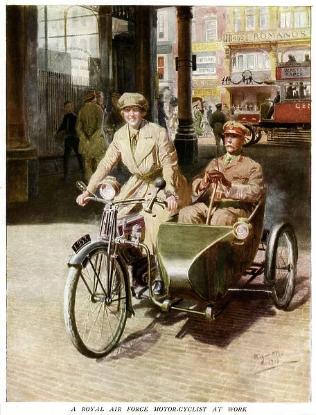 Female WaC RAF motor-cyclist at work 1918
