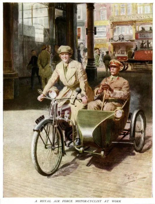 Framed Print : Female WaC RAF motor-cyclist at work 1918 Framed Print : Female WaC RAF motor-cyclist at work 1918