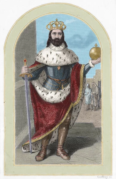 Ferdinand III of Castile (ca. 1198-1252). Colored engraving