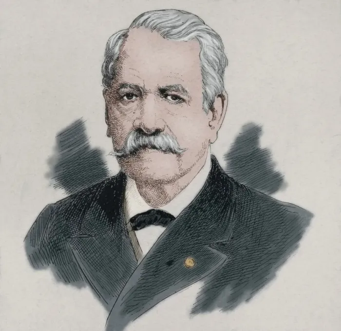 Framed Print : Ferdinand de Lesseps (1805-1894). Engraving. Colored Framed Print : Ferdinand de Lesseps (1805-1894). Engraving. Colored