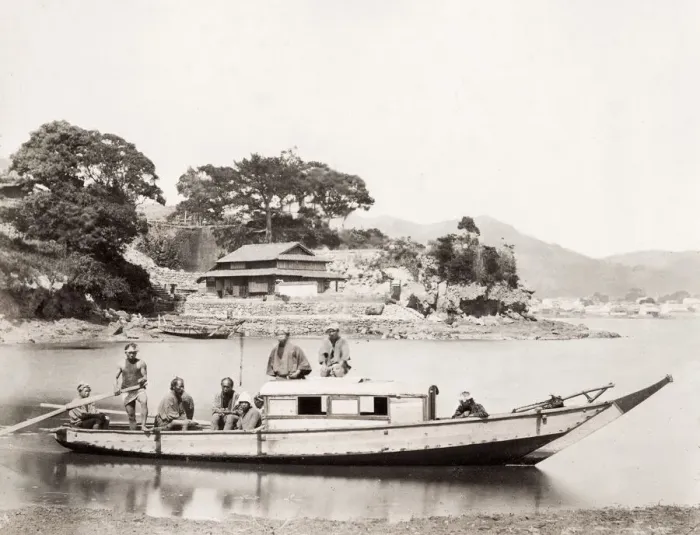 Framed Print : Ferry Boat, Japan, Felix Beato stduio, 1860 s Framed Print : Ferry Boat, Japan, Felix Beato stduio, 1860 s