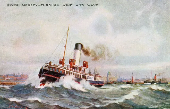 Framed Print : A ferry crossing the choppy waters of the River Mersey Framed Print : A ferry crossing the choppy waters of the River Mersey