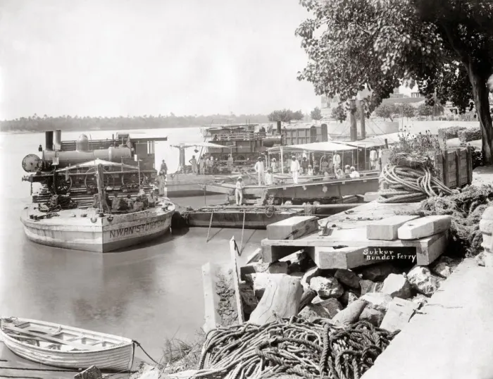 Framed Print : Ferry on the Indus river, Sukkur, India c. 1880 s Framed Print : Ferry on the Indus river, Sukkur, India c. 1880 s