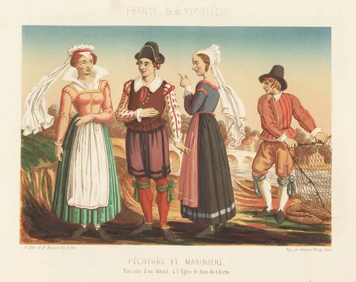 Framed Print : Ferryman and ferrywomen, France, 16th century Framed Print : Ferryman and ferrywomen, France, 16th century