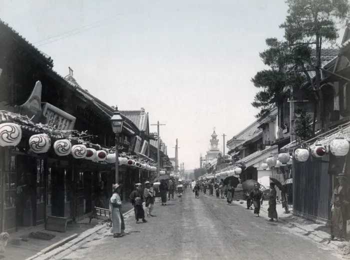Framed Print : Festival lanterns, Bentendori, Yokohama, Japan, c. 1880 s Framed Print : Festival lanterns, Bentendori, Yokohama, Japan, c. 1880 s