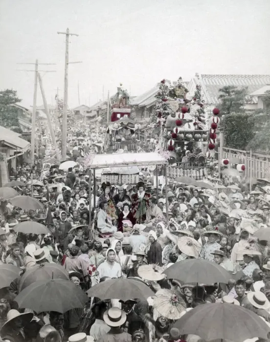 Framed Print : Festival parade, Japan, c. 1890 Framed Print : Festival parade, Japan, c. 1890