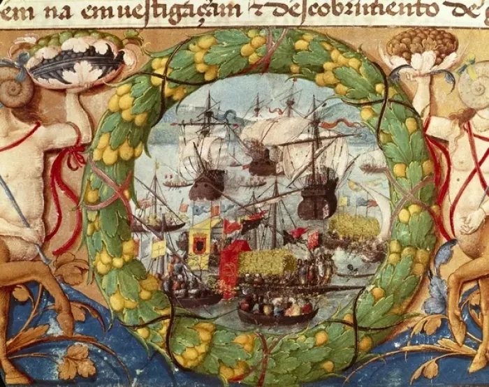 Framed Print : Festival of Portuguese Fleet. illustration Framed Print : Festival of Portuguese Fleet. illustration