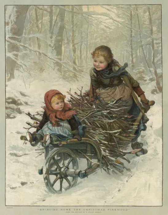 Framed Print : FETCHING FIREWOOD 1886 Framed Print : FETCHING FIREWOOD 1886