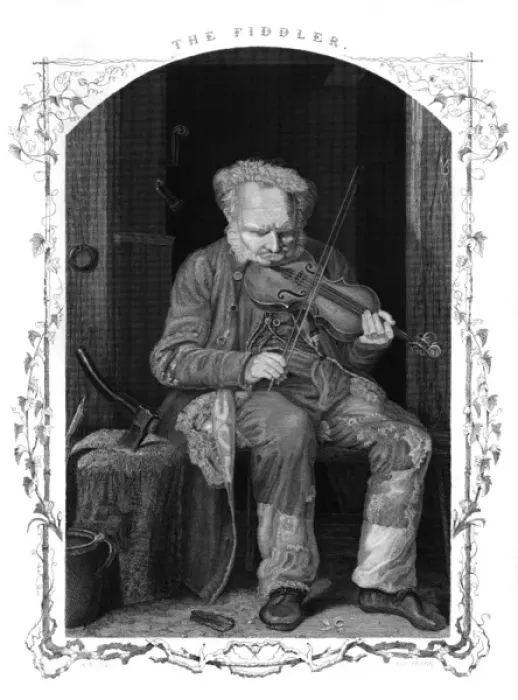 Framed Print : Fiddler in Cottage Framed Print : Fiddler in Cottage