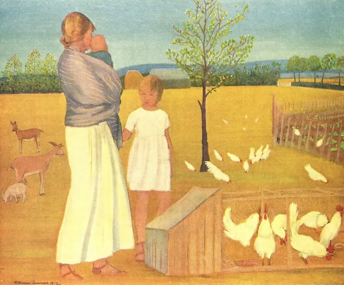Framed Print : The Field. An oil painting of a country woman Framed Print : The Field. An oil painting of a country woman