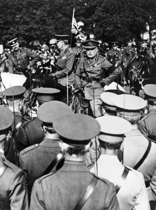 Framed Print : Field-Marshal Lord French inspecting volunteers, Hyde Park Framed Print : Field-Marshal Lord French inspecting volunteers, Hyde Park
