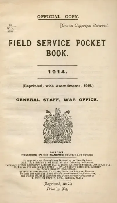 Framed Print : Field Service Pocket Book - 1914 Framed Print : Field Service Pocket Book - 1914