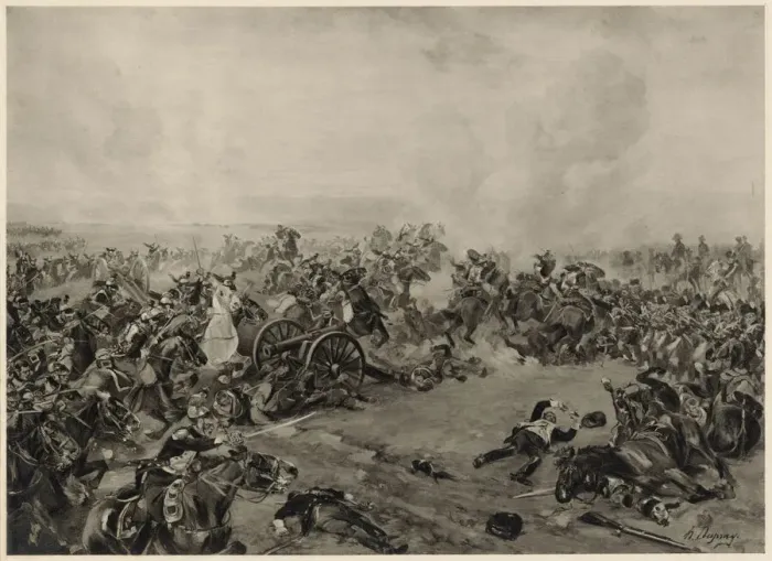 Framed Print : The fighting at La Haye-Sainte Date: 18 June 1815