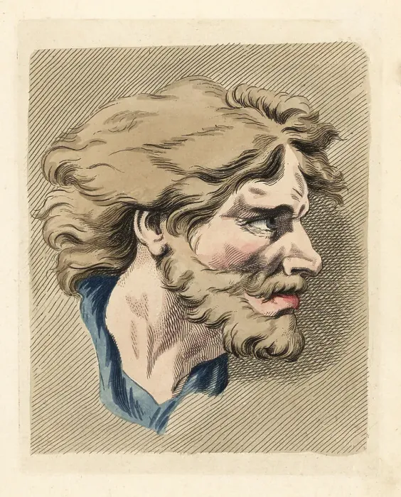 Framed Print : Figure of a bearded man in profile Framed Print : Figure of a bearded man in profile