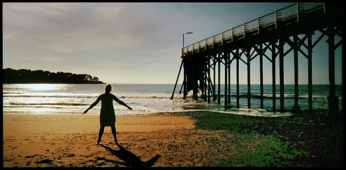 Framed Print : Figure on Californian beach Pacific Ocean Jetty Framed Print : Figure on Californian beach Pacific Ocean Jetty