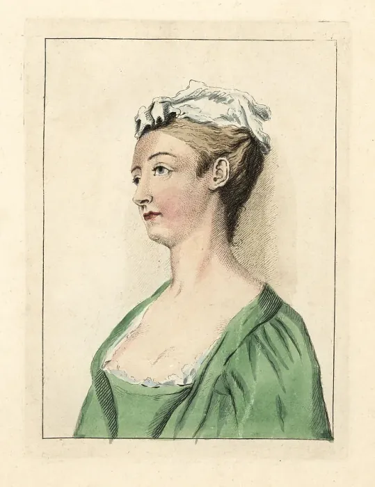 Framed Print : Figure of a woman in linen cap and square-cut bodice Framed Print : Figure of a woman in linen cap and square-cut bodice