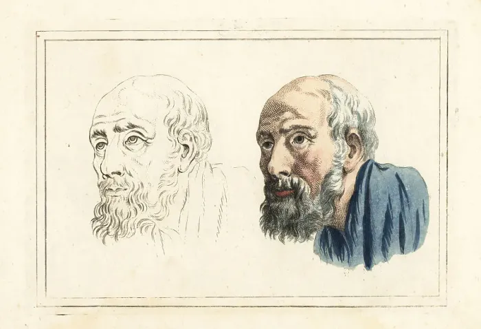 Framed Print : Figures from an 18th century colouring book Framed Print : Figures from an 18th century colouring book