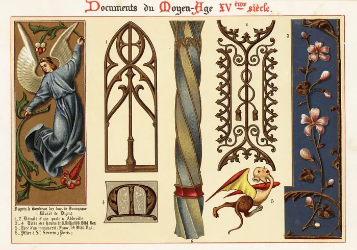 Framed Print : Figures and elements from medieval churches and manuscripts, 15t Framed Print : Figures and elements from medieval churches and manuscripts, 15t