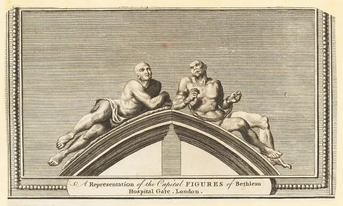 Framed Print : Figures of Melancholy and Raving Madness at Bedlam, 18th century Framed Print : Figures of Melancholy and Raving Madness at Bedlam, 18th century