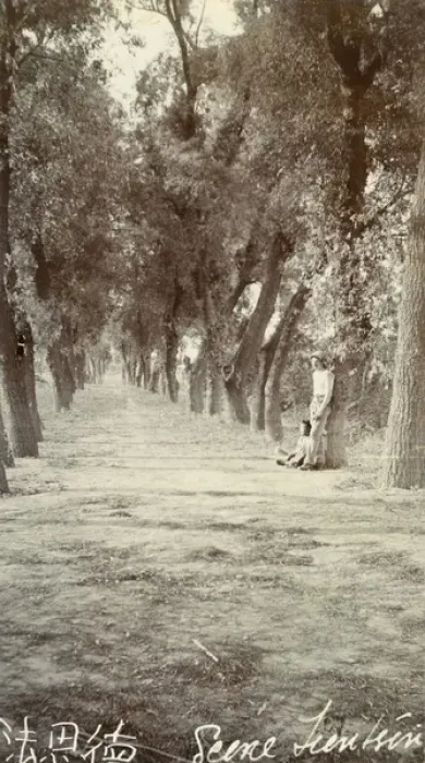 Framed Print : Two figures in wooded scene in Tientsin (Tianjin) Framed Print : Two figures in wooded scene in Tientsin (Tianjin)
