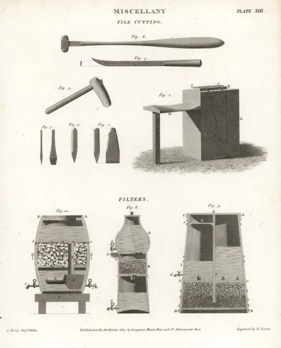 Framed Print : File cutting equipment and various filters Framed Print : File cutting equipment and various filters