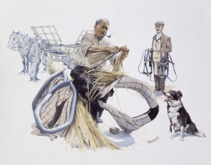 Framed Print : Filling working horse collars Framed Print : Filling working horse collars