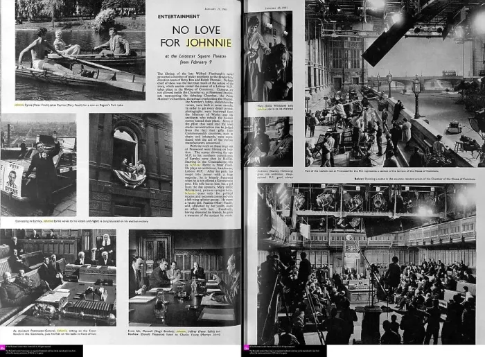 Framed Print : The filming of No Love for Johnnie (1961) - The Sphere - January 28, 1961 p138-139 Date: 1961 Framed Print : The filming of No Love for Johnnie (1961) - The Sphere - January 28, 1961 p138-139 Date: 1961