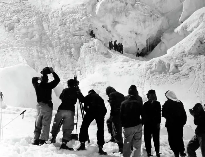 Framed Print : Filming Scott of the Antarctic on location, 1948 Framed Print : Filming Scott of the Antarctic on location, 1948