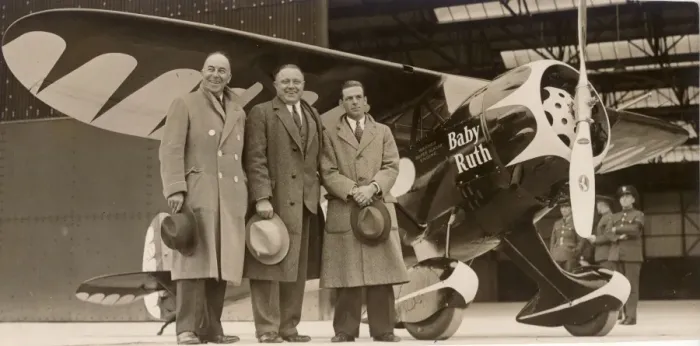Framed Print : Financier Bowen with pilots J H Wright and J Polando Framed Print : Financier Bowen with pilots J H Wright and J Polando