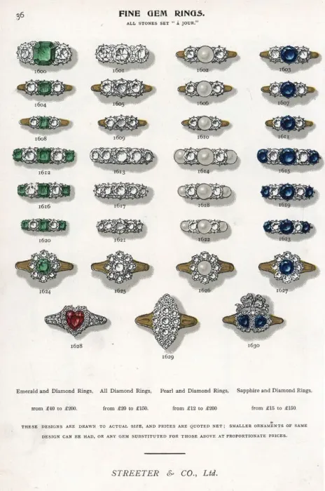 Framed Print : Fine gem rings in emerald, diamond, pearl and sapphire Framed Print : Fine gem rings in emerald, diamond, pearl and sapphire