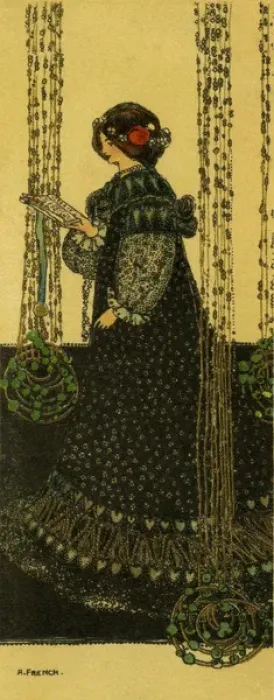 Framed Print : Finely dressed lady with a book Framed Print : Finely dressed lady with a book