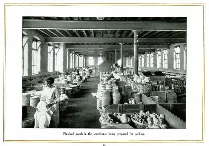 Framed Print : Finished goods in warehouse, Alfred Meakin Framed Print : Finished goods in warehouse, Alfred Meakin