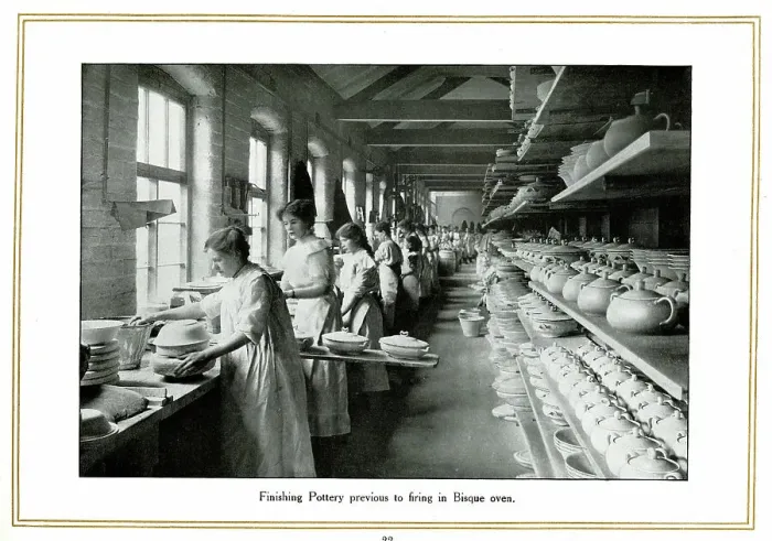Framed Print : Finishing pottery previous to firing, Alfred Meakin Framed Print : Finishing pottery previous to firing, Alfred Meakin