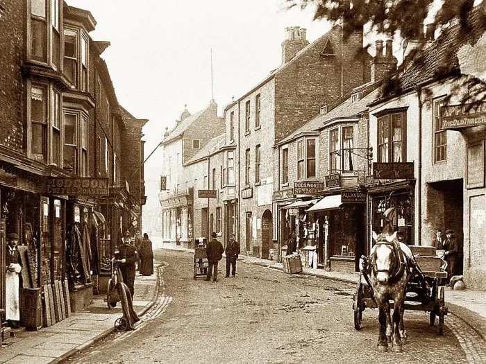 Framed Print : Finkle Street, Thirsk, Victorian period Framed Print : Finkle Street, Thirsk, Victorian period