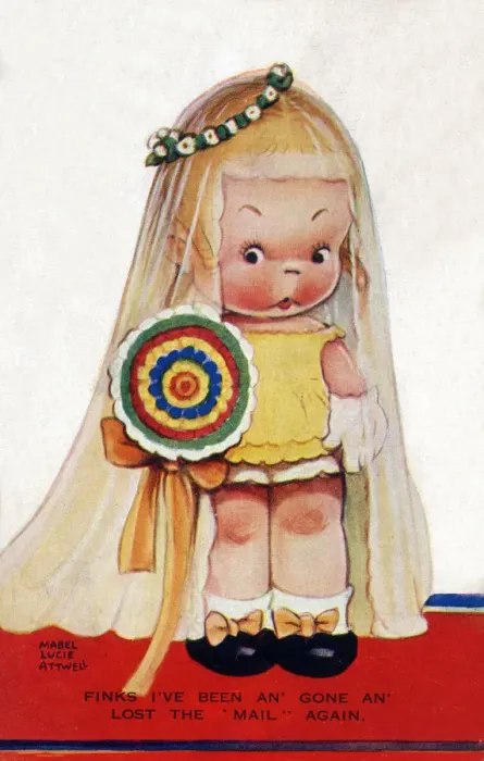 Framed Print : Finks I ve been an gone an lost the mail again! A little girl in bridal attire