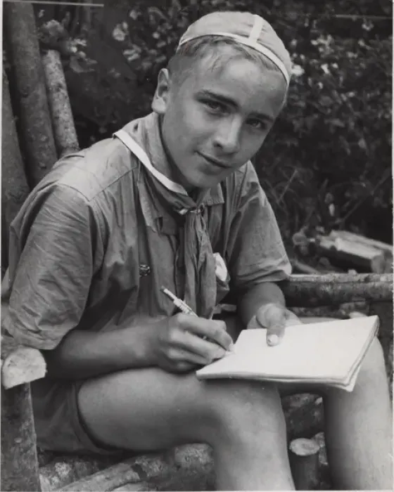 Framed Print : Finnish boy scout writing in a notebook Framed Print : Finnish boy scout writing in a notebook