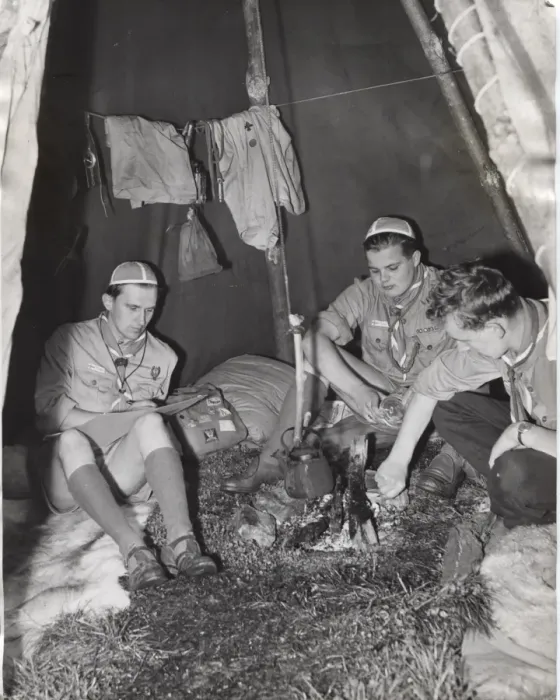 Framed Print : Finnish boy scouts at international camp, North London Framed Print : Finnish boy scouts at international camp, North London