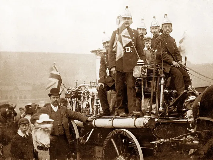 Framed Print : Fire Brigade, Milnsbridge in 1908 Framed Print : Fire Brigade, Milnsbridge in 1908
