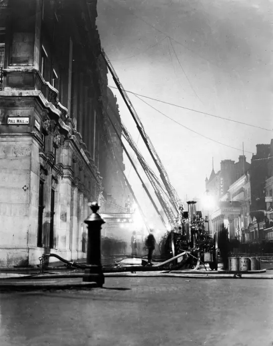 Framed Print : Fire at Carlton Hotel, London Framed Print : Fire at Carlton Hotel, London