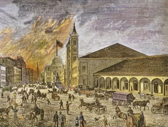 Framed Print : Fire in the city of Providence in 1886 Framed Print : Fire in the city of Providence in 1886