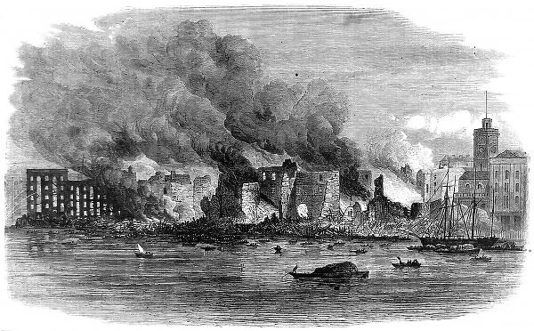 Fire at Cottons Wharf, Southwark, 1861