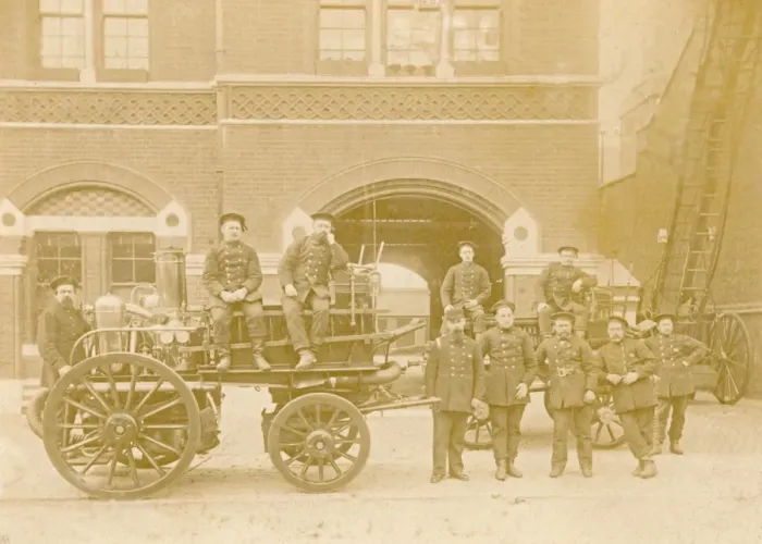 Framed Print : Fire crew and horse drawn pump Framed Print : Fire crew and horse drawn pump