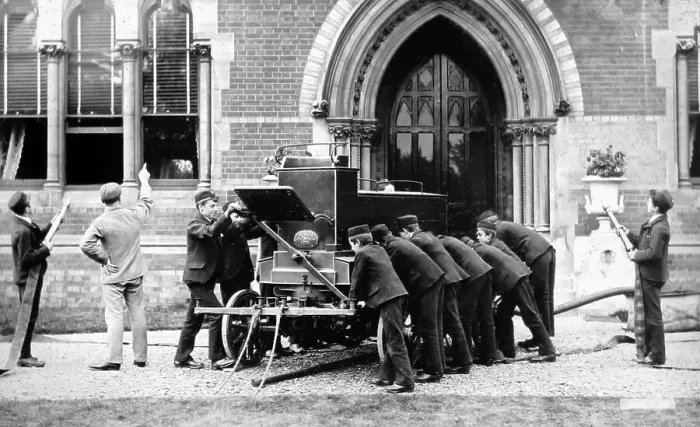 Framed Print : Fire drill, Warehousemen and Clerks Schools, Russell Framed Print : Fire drill, Warehousemen and Clerks Schools, Russell