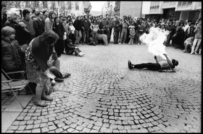 Framed Print : Fire eater - Street performer, Paris, France Framed Print : Fire eater - Street performer, Paris, France
